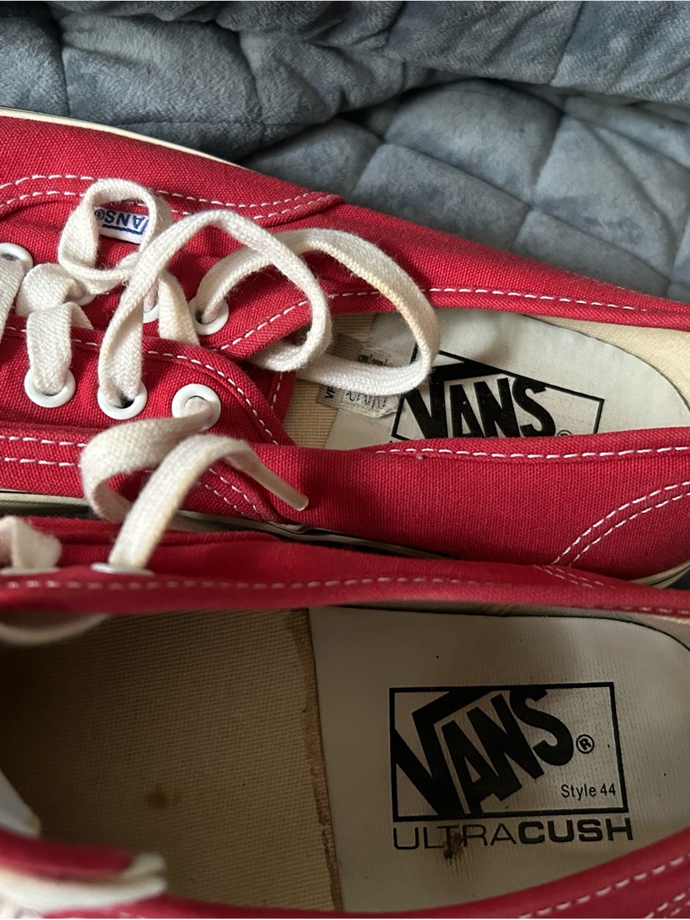 Vans Red and Cream Low-Top Canvas Sneakers - Picture 4 of 6